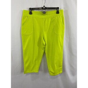 SUN BAY PETITE M Medium lime green stretch capri women pants athletic wear